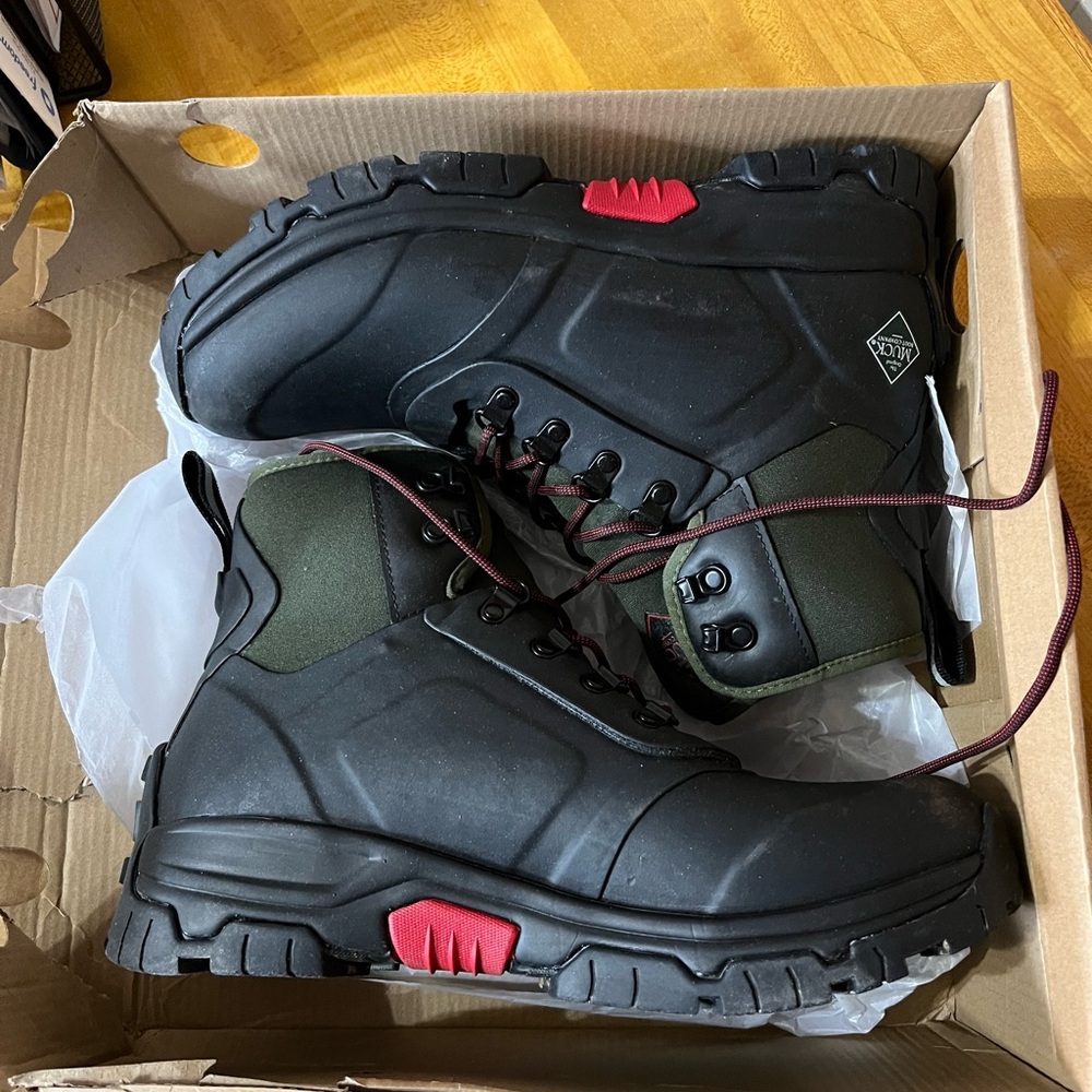 Men's Black and Red Rain & Snow Boots